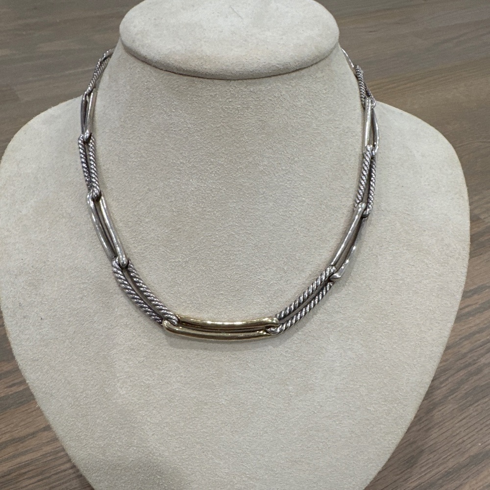 David Yurman Labyrinth necklace in sterling silver and 14k yellow gold